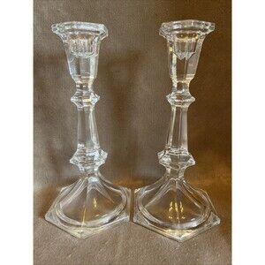 Set of 2 VTG St George Toscany 8" Elegant Crystal Candlestick 24% Lead Crystal